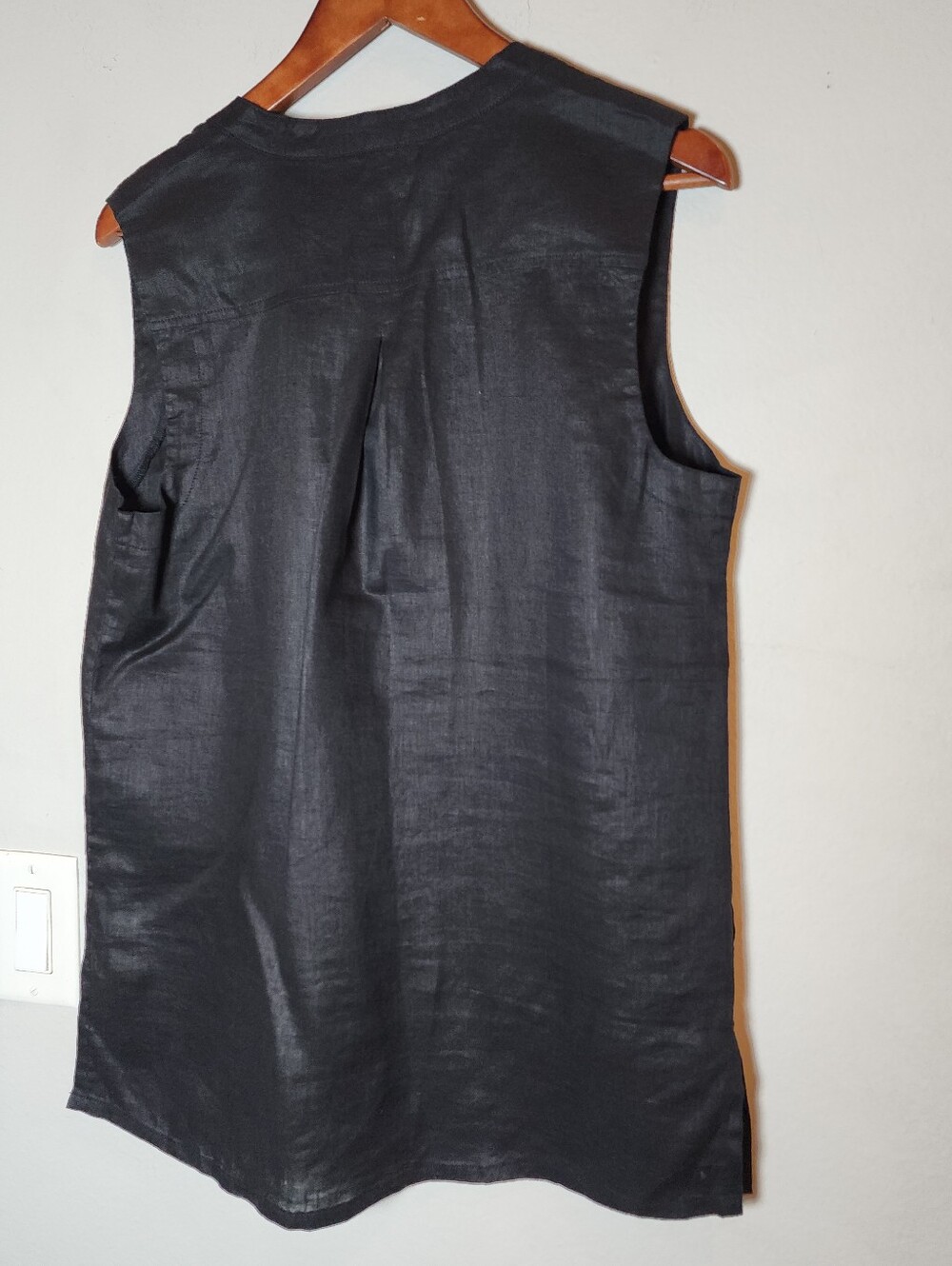 100% Linen NWT Garnet Hill Black Sleeveless Top Shirt Lightweight Women's 12 - Picture 4 of 15